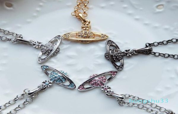 

new boutique ladies pendant full diamond saturn pearl necklace clavicle chain neck chain love gift clothing accessories8091816, Silver