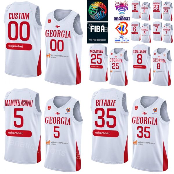 

print 2023 world cup 9 giorgi shermadini jerseys georgia basketball 8 giorgi tsintsadze 7 luka liklikade 10 duda sanadze 6 kakhaber jintchar, Black