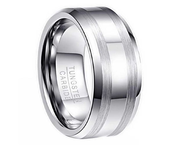 

8mm wide 23mm thick double lassa stripe white k tungsten steel ring american code 614 with half a yard8423078, Golden;silver