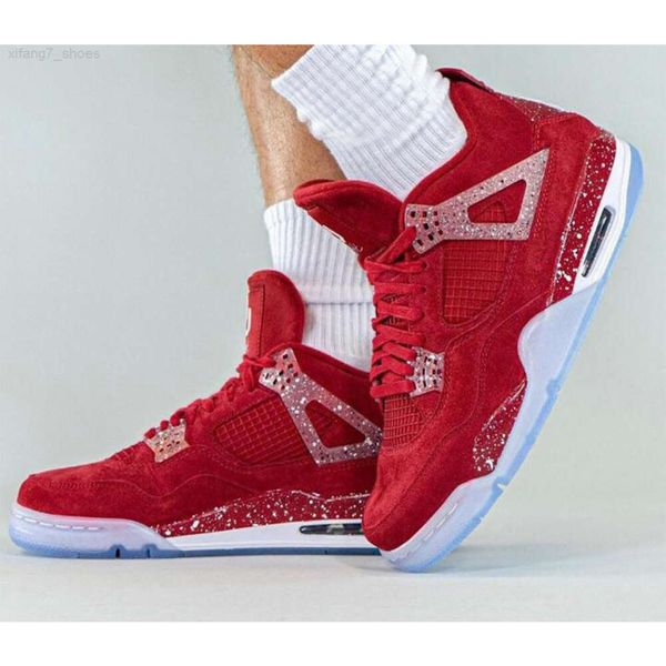 

shoes 4 oklahoma sooners mens basketball suede pe trainers sports 4s university red splash ink ice blue white outdoor skateboa size 40-47