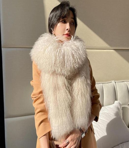 

scarves korean quality mongolian fur tibet sheep scarf doublesided whole skin long collar thickenedscarves4607736, Blue;gray