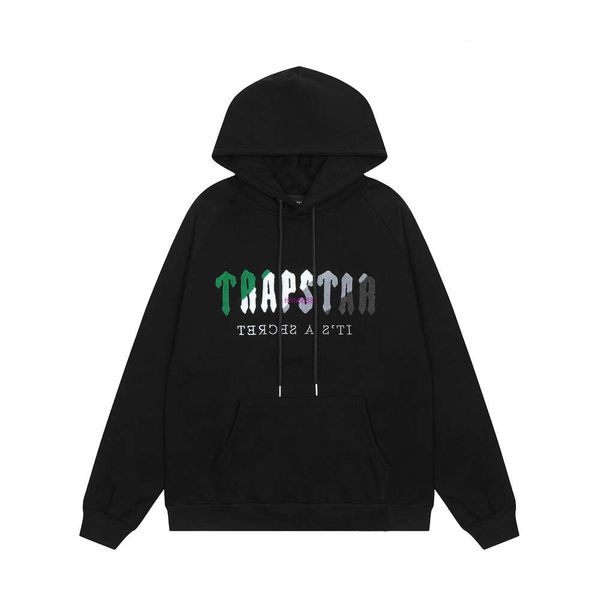 

men and women hoodie sweatshirt american high street niche rap trendy brand trapstar towel embroidery casual batch jsfx, Black