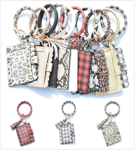 

2020 fashion monogram leopard and skin leather bracelet keychain c wallet wristlet tassel keychain coin pu4917419, Slivery;golden