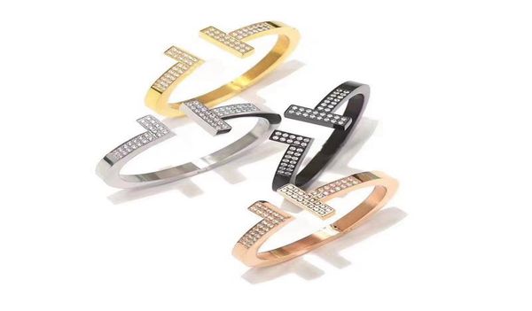 

europe america fashion style lady women titanium steel engraved settings diamond open thick bangle bracelet 4 color7857746, Black