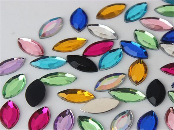 

micui 500pcs 612mm horse eye crystals flatback rhinestones acrylic crystal strass non fix clear crystal stones zz6641633369, Black