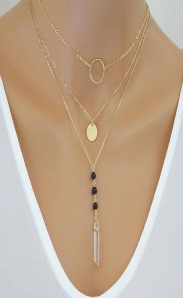 

multilayer lavarock bead crystal tassel pendant necklaces aromatherapy essential oil diffuser necklaces women natural lava yoga j3325874, Silver