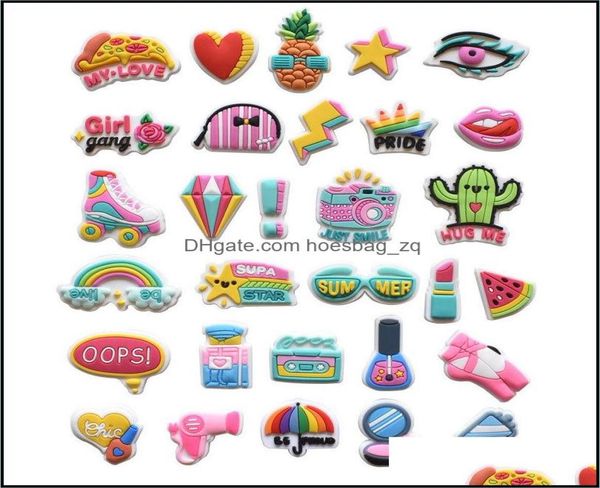 

shoe parts accessories shoes pvc girls love makeup buckle charm decoration jibitz for charms pins buttons soft rubber drop deliv5940706, White;pink