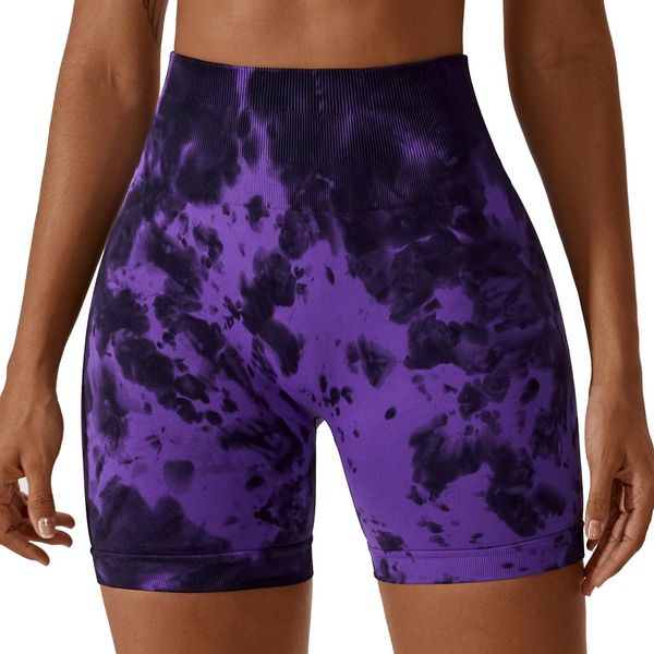 

new tie-dye seamless high waisted hip lifting sports women yoga shorts