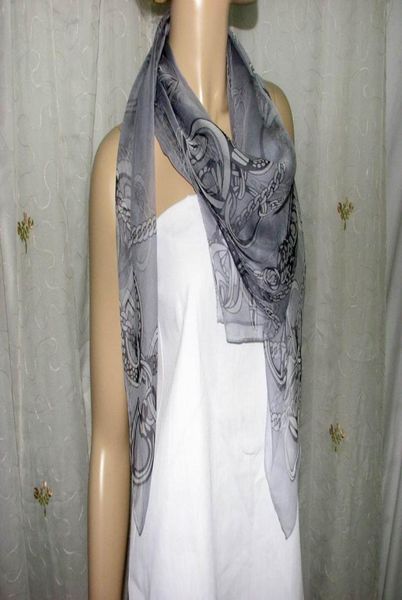

233690 heart print foulard scarves 110x110cm 100 silk customer designate product3712396, Blue;gray