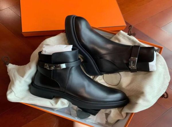

winter luxury kelly ankle boot women's knight boots buckles veo lock black calf leather lady combat booty platform high oxford flat sho