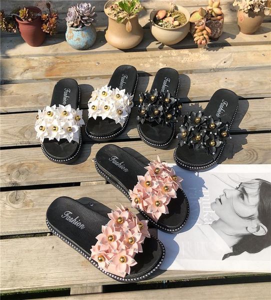 

muffin thick bottom sandals for womens summer 2019 new allaround fashion outside students flat beach word drag trend7989813, Black