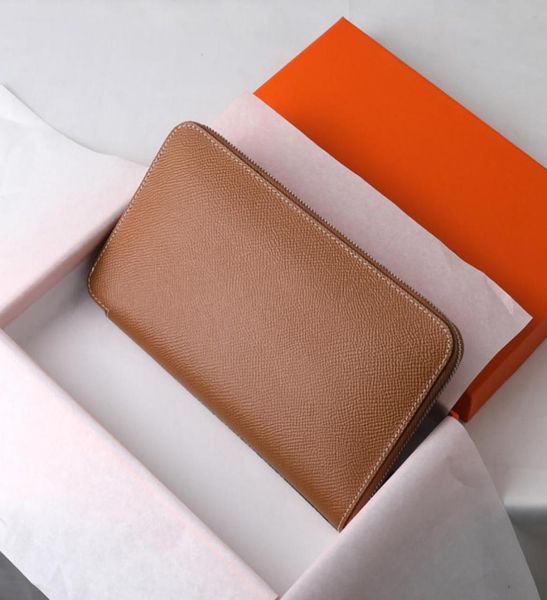 

cowhide leather long purse zipper solid epsom high capacity luxury design wallet famous brand phone bag8565746, Red;black