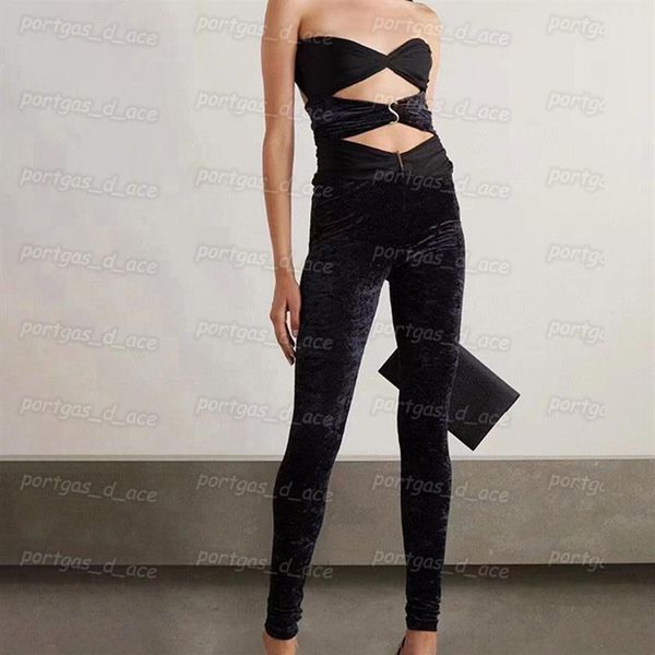 

luxury women rompers bandeau backless jumpsuits black velour sleeveless jumpsuit woman black leotard295w