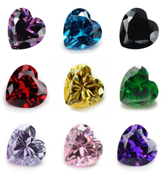 

1000pcs cubic zirconia stone 5a heart machine cut cz stone brithstone crystal floating charms fit memory locket loose diamonds gem8683264, Black