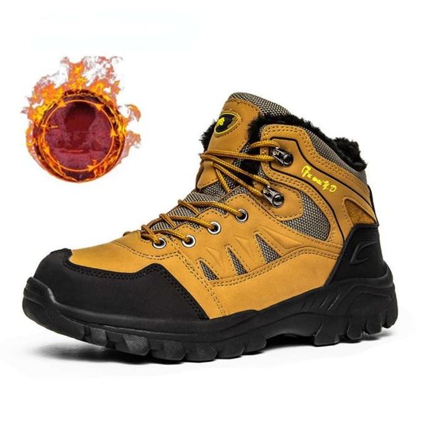 

large size winter waterproof warm plush outdoor snow men work casual shoes hiking nonslip rubber ankle boots6522634, Black
