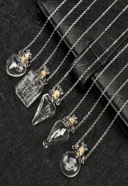 

glaze vial necklace openable water drop heart steel chain keepsake essential oil pendant memorial jewelry perfume necklaces5657589, Silver