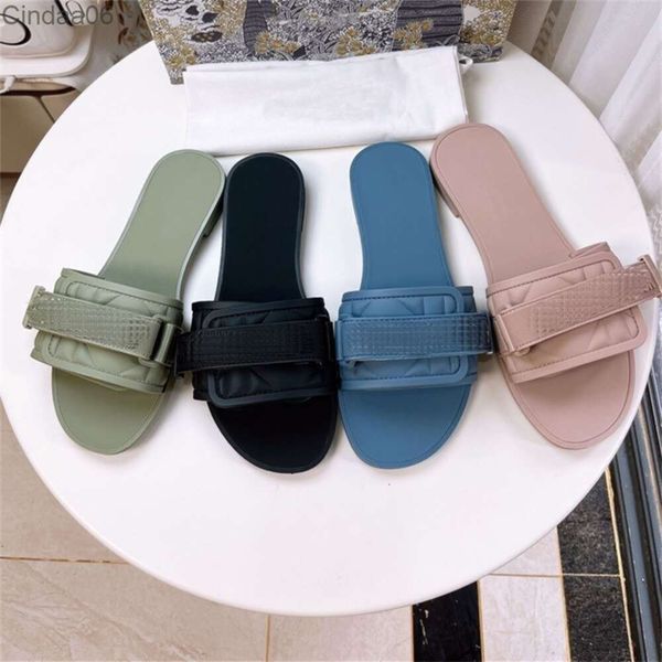 

2023 summer slippers new fashion anti slip letter buckle solid color slides beach vacation flat bottom sandal slipper flat heel women's, Black