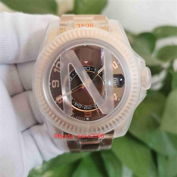 

ai perfect version watches cal 9001 movement 42mm 326935 rose gold brown dial digital gmt month red dot workin mechanical automati191p, Slivery;brown