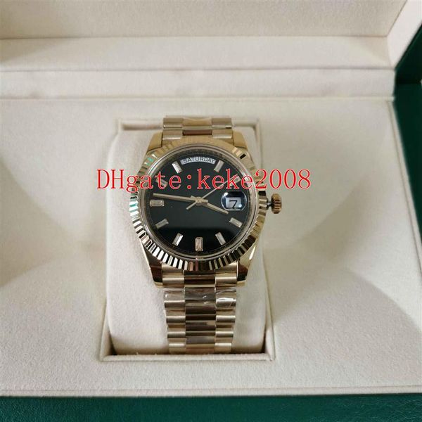 

elling wristwatches men watches 228238 40mm yellow gold black diamond dial sapphire stainless 2813 movement automatic mechanic221o, Slivery;brown