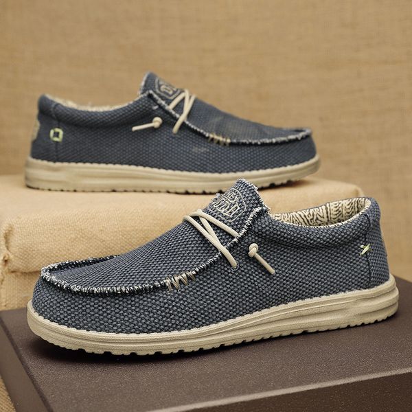 

dress shoes men casual spring breathable nonslip outdoor walking footwear canvas vulcanized shoe comfortable driving loafers 230905, Black