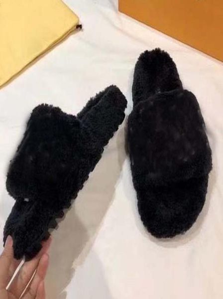 

women slipper new woolen sheepskin winter slippers fur one piece lamb wool warm and comfortable wear resistant flat i5614919, Black