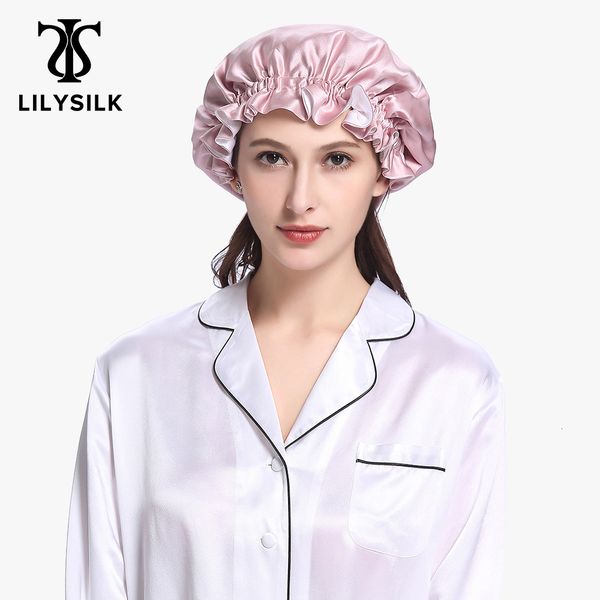 

beanieskull caps lilysilk silk night sleep cap double luxury women hat accessories lady 230905, Blue;gray