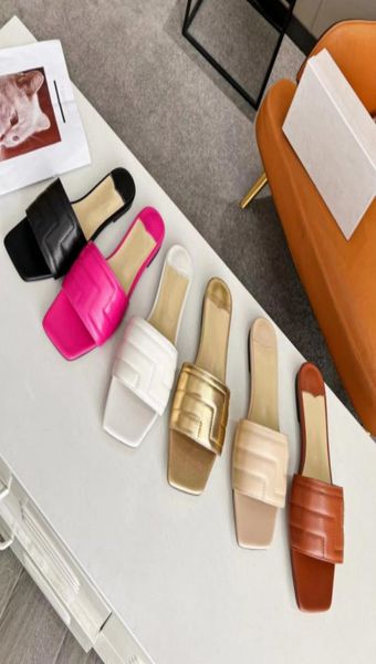 

new fashion women039s slippers designer sandals leather beach shoes outdoor rubber flat bottom letter leather one word herr5738290, Black