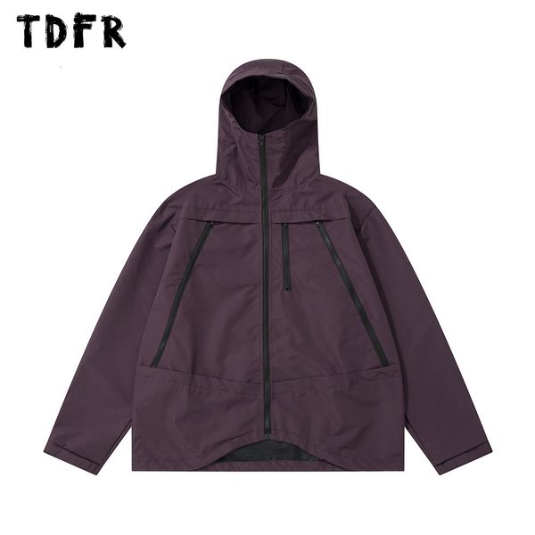 

men s jackets jaket kargo bertudung untuk pria jaket lengan panjang gaya safari bordir longgar musim gugur windbreaker 230904, Black;brown