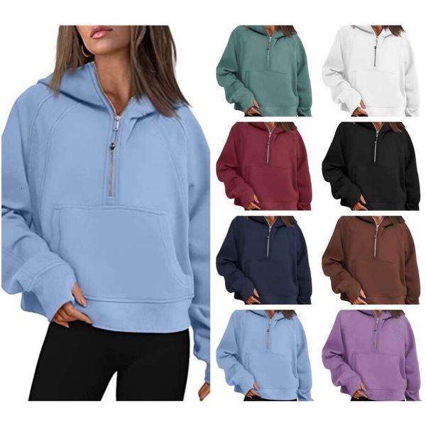 

lu-16 scuba designer hoodies women's yoga sports leisure full zip jacket plush hoodie gym clothes casual running fitness coat tracksuit, Black