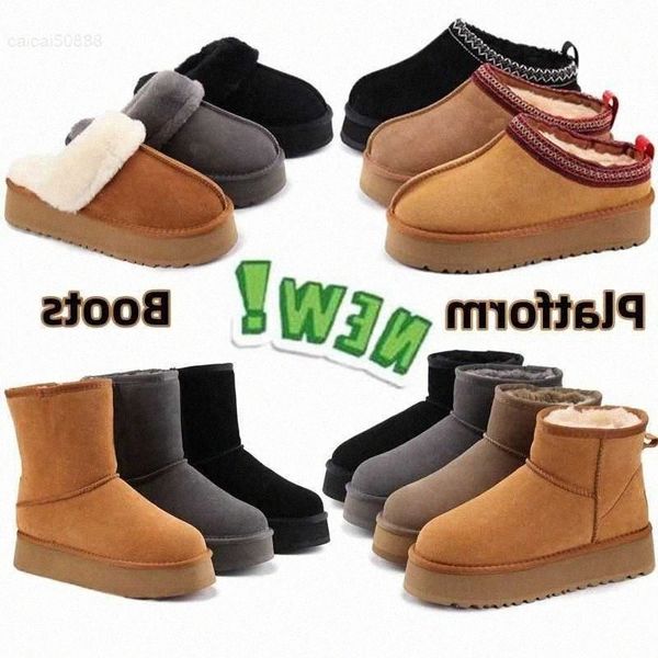 

australia boots tazz slipper ultra mini boot platform snow fur warm shoes real leather chestnut ankle fluffy booties for designer women ante, Black