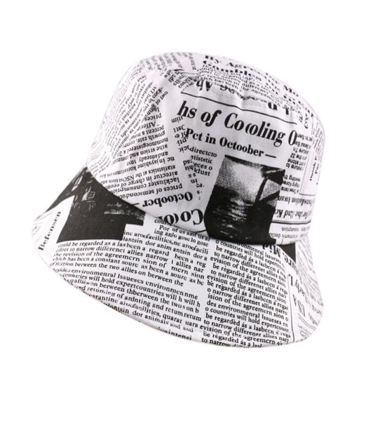 

black white letter newspaper print sun hat fashion fisherman hats men women street hip hop bucket hat fishing cap1684040, Blue;gray