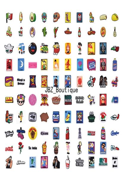 

wholesale 100 pack mexican charms hispanic latino shoe charms parts accessories with buckle pins for teens girls boys adult8865303, White;pink