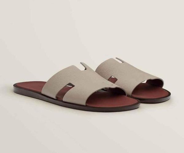 

fashion summer luxury izmir sandals shoes calfskin leather men slippers slip on beach slide flats boy039s flip flops sandalias 7010435, Black