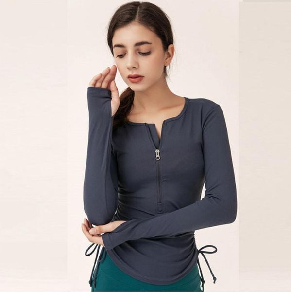 

women yoga shirt girls shrits running zipper long sleeve ladies casual outfits sportswear gym fitness wear shirt6693295