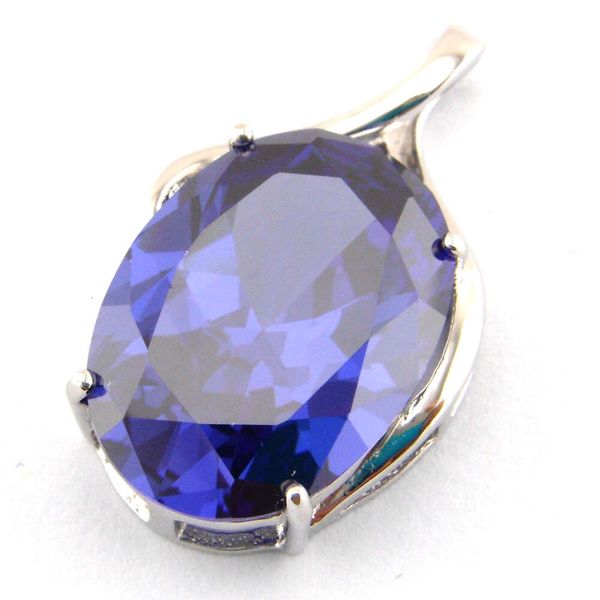 

silver pendant natural tanzanite stone pendant classic women necklace