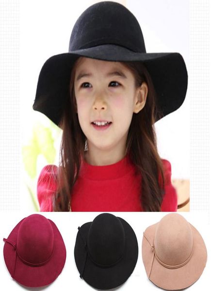 

vintage retro kids child girl hats fedora polyester felt crushable wide brim cloche floppy sun beach cap4516984, Blue;gray