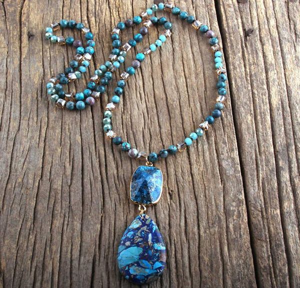 

pendant necklaces rh fashion bohemian jewelry natural stones with semi precious links drop stone pendant boho necklaces for women 1733390, Silver