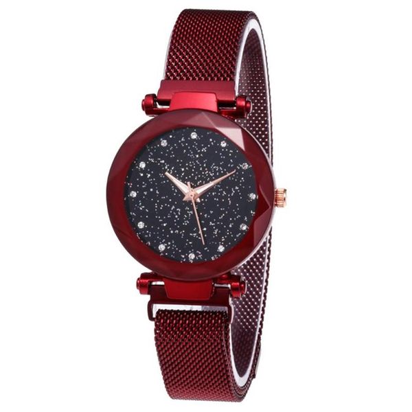 

star dial business shiny adjustable magnetic clasp mesh band electronic gifts casual analog women watch battery powered wristwatch208d, Slivery;brown