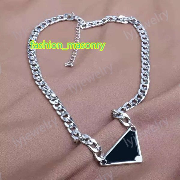 

designer silver color mens necklace women triangle letters love trendy punk men enamel cool street womens pendants necklaces ladies chains l