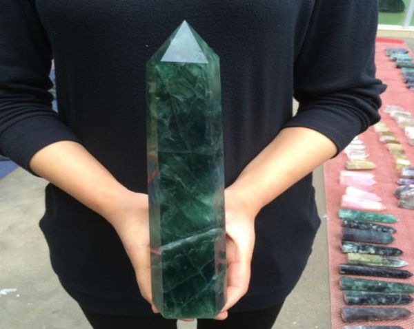 

about 600g natural clear fluorite quartz obelisk crystal point healing2658224, Black