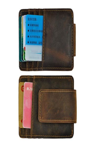 

money clip magnet men wallet crazy horse leather s vintage design by dhl4246592, Red;black