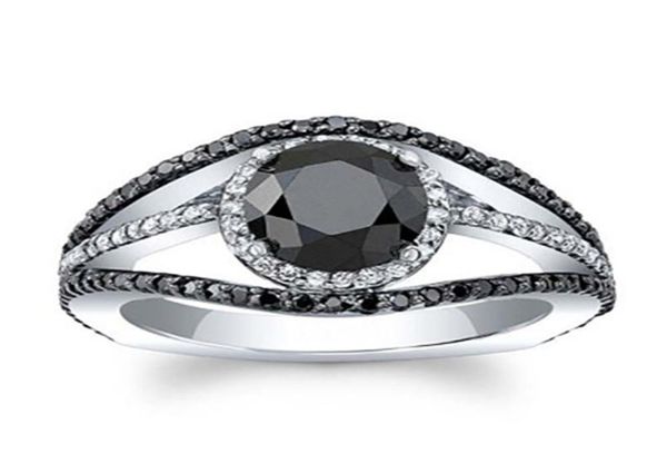 

vintage graceful rings for women flower pattern black white stone wedding bridal party rings jewelry drop ring7139797, Silver