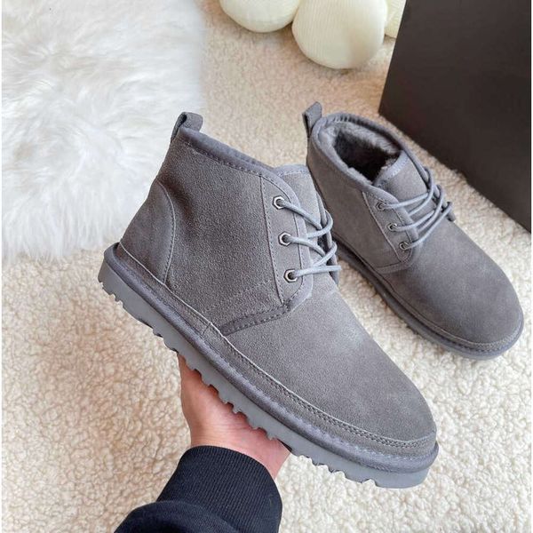 

2024 new australia classic snow winter ugglies boots men neumel cowhide suede fur shearling boot women ankle knee mens designer newm series, Black