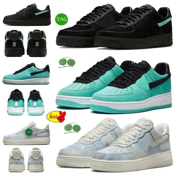 

2023 tiffany and co x airforce 1 designer shoes black blue with box forces 1s low casual platform sneakers af1 multi color dz1382-001 mens w
