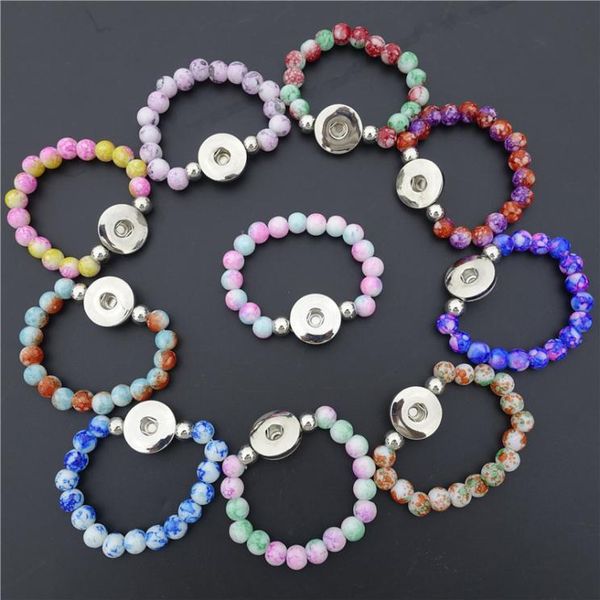 

kids girls 15cm length colorful glass beads 18mm snap buttons bracelet for children mix colors 30pcslot6374688, Black