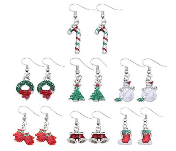 

christmas earrings women crystal snowman drop dangle earrings new year red pompon set for women girl3016797, Golden