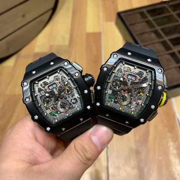 

designer watches richads mile business leisure rm1103 automatic mechanical miller black ceramic tape fashion male, Slivery;black