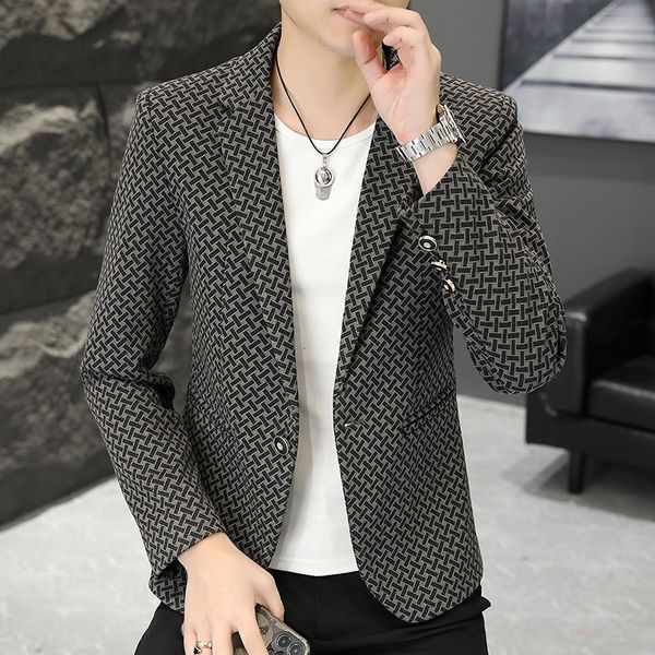 

mens suits blazers autumn blazer men suit jacket spring non ironing printing business casual clothing wedding jackets plus size 230904, White;black