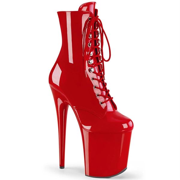 

women boots 20cm extreme high heels platform boots lace up pole dancing ankle boots side zip 5-12 for girls party shoes, Black