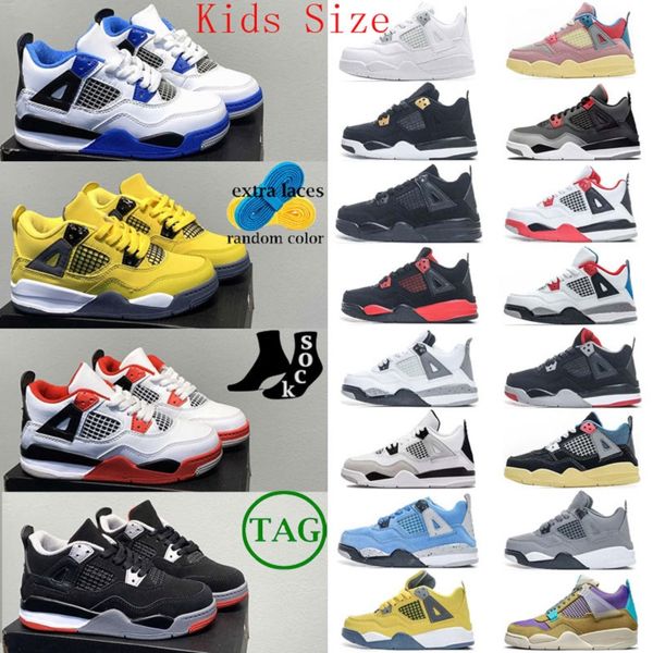 

jumpman 4 4s basketball shoes kids children og red thunder pine green military black cat white oreo sail seafoam university blue bred sports
